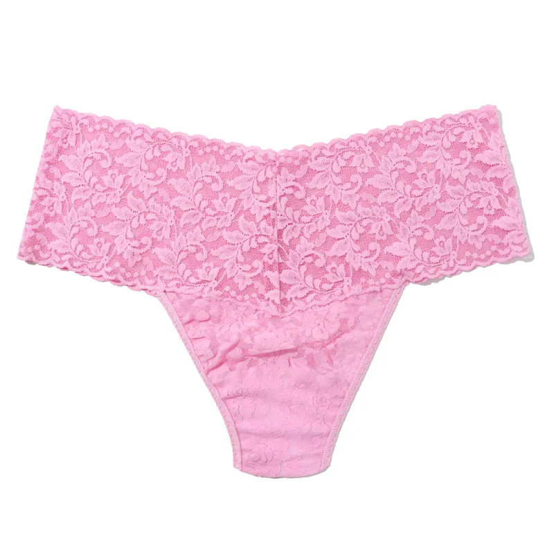 Plus Size Retro Lace Thong Strawberry Lemonade Pink sold by Hanky Panky