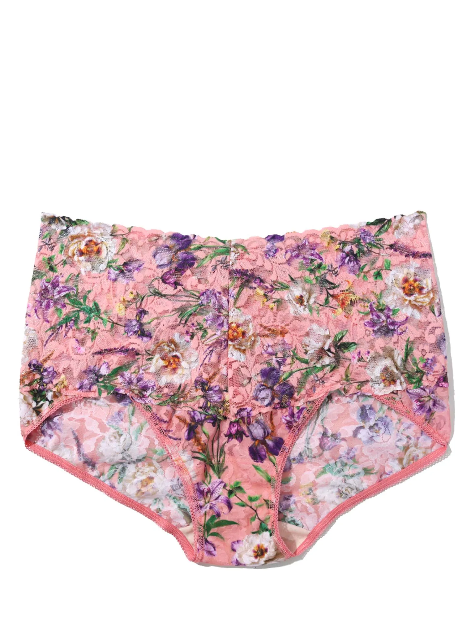 Printed Retro Lace V-Kini Fawning Flora Coral Pink sold by Hanky Panky