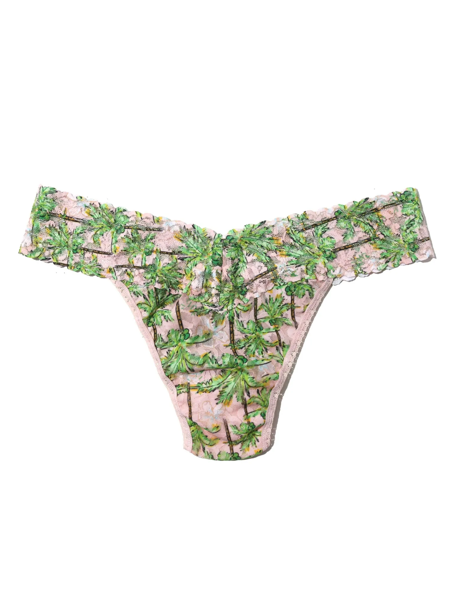 Printed Signature Lace® Original Rise Thong Palm Breeze Pink sold by Hanky Panky