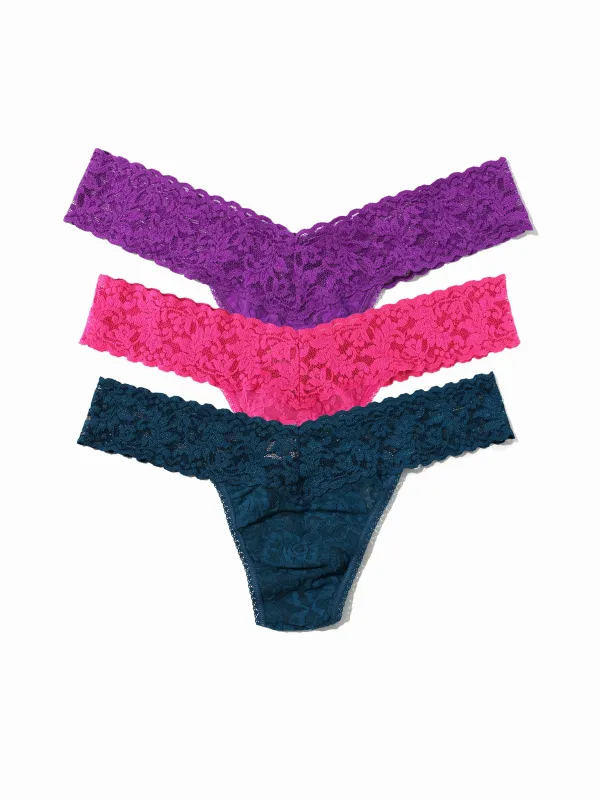 3 Pack Signature Lace® Low Rise Thongs In Printed Box Mediterranean Moonrise sold by Hanky Panky