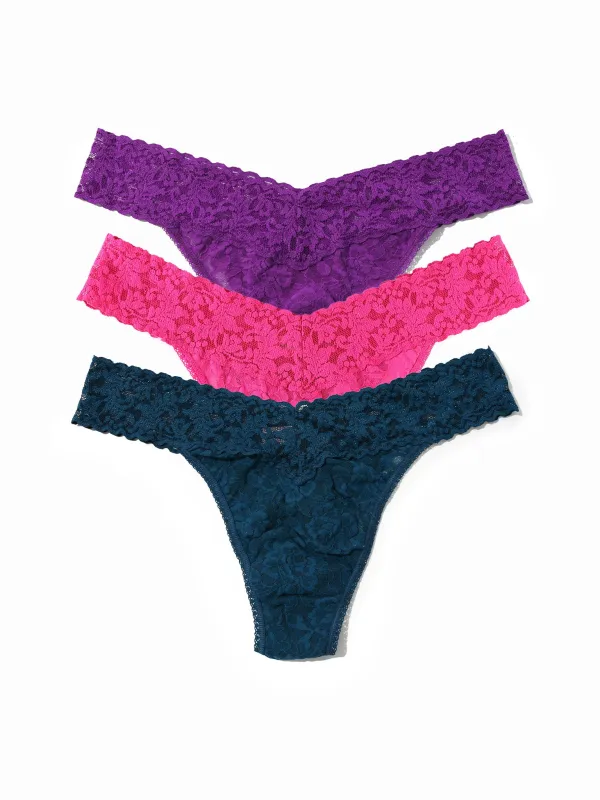 3 Pack Signature Lace® Original Rise Thongs In Printed Box Mediterranean Moonrise sold by Hanky Panky