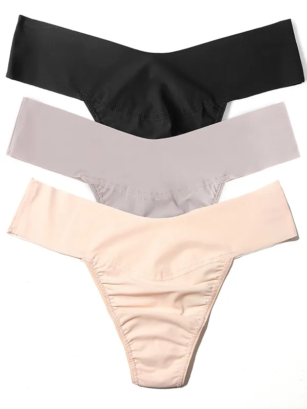 BreatheSoft™ Natural Rise Thong 3 Pack Neutral Hues sold by Hanky Panky