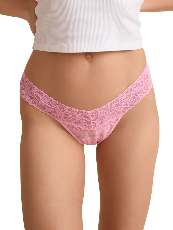 Signature Lace® Low Rise Thong Strawberry Lemonade Pink sold by Hanky Panky