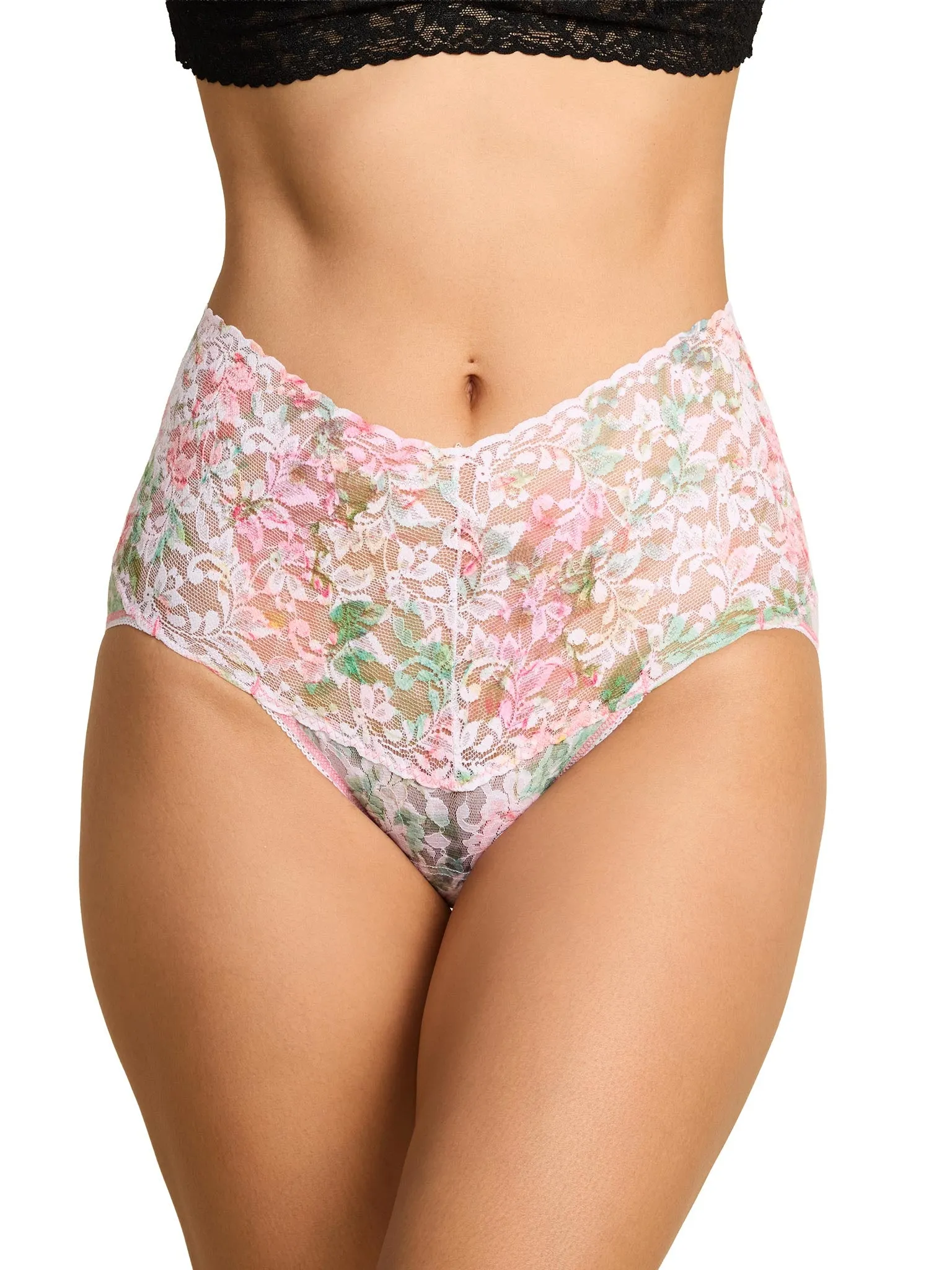 Printed Retro Lace V-Kini Rococo Rose Pink sold by Hanky Panky