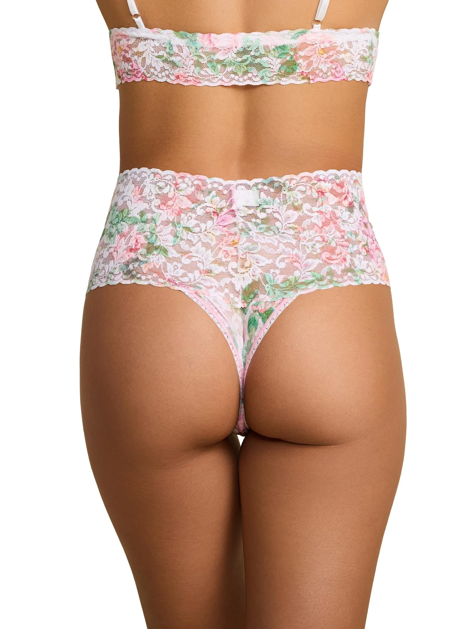 Printed Retro Lace Thong Rococo Rose Pink sold by Hanky Panky product image thumbnail 2