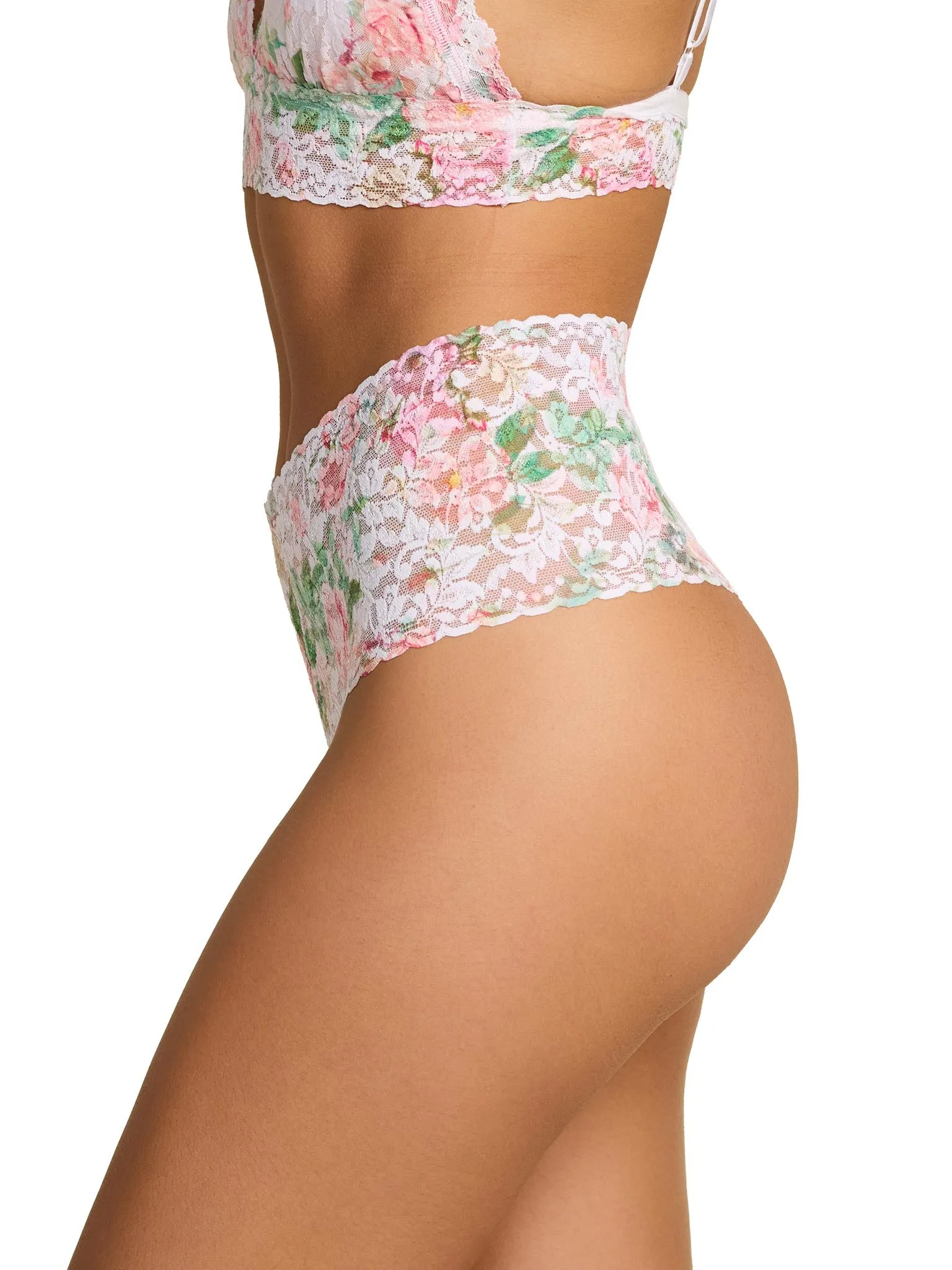 Printed Retro Lace Thong Rococo Rose Pink sold by Hanky Panky product image thumbnail 3