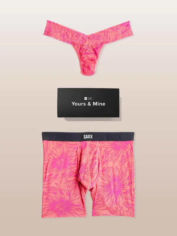 Signature Lace® Low Rise Thong And Saxx Super Soft Vibe Boxer Brief Big Daisy-Gumball made by Hanky Panky