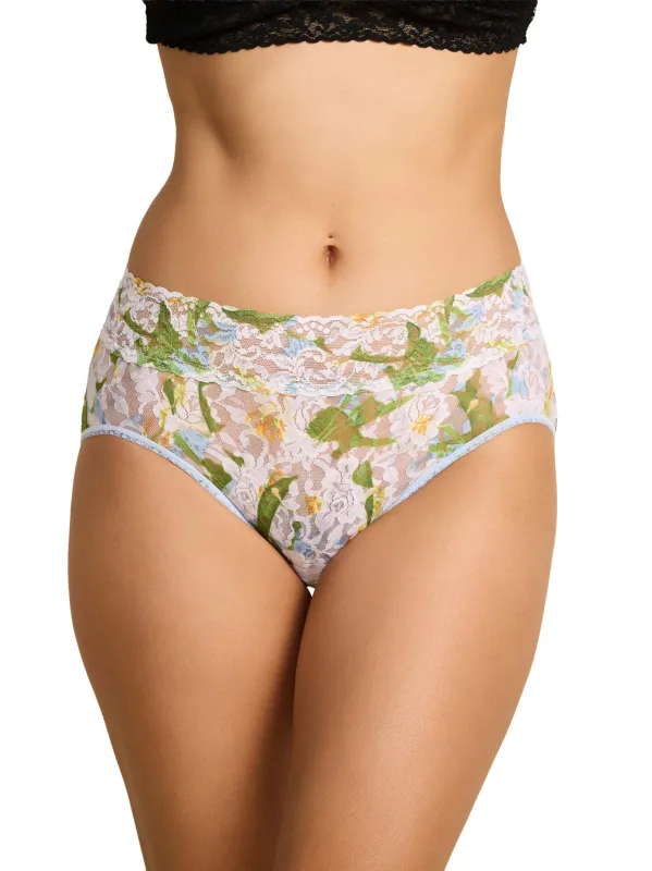 Printed Signature Lace® French Brief Absolute-Lily Blue made by Hanky Panky