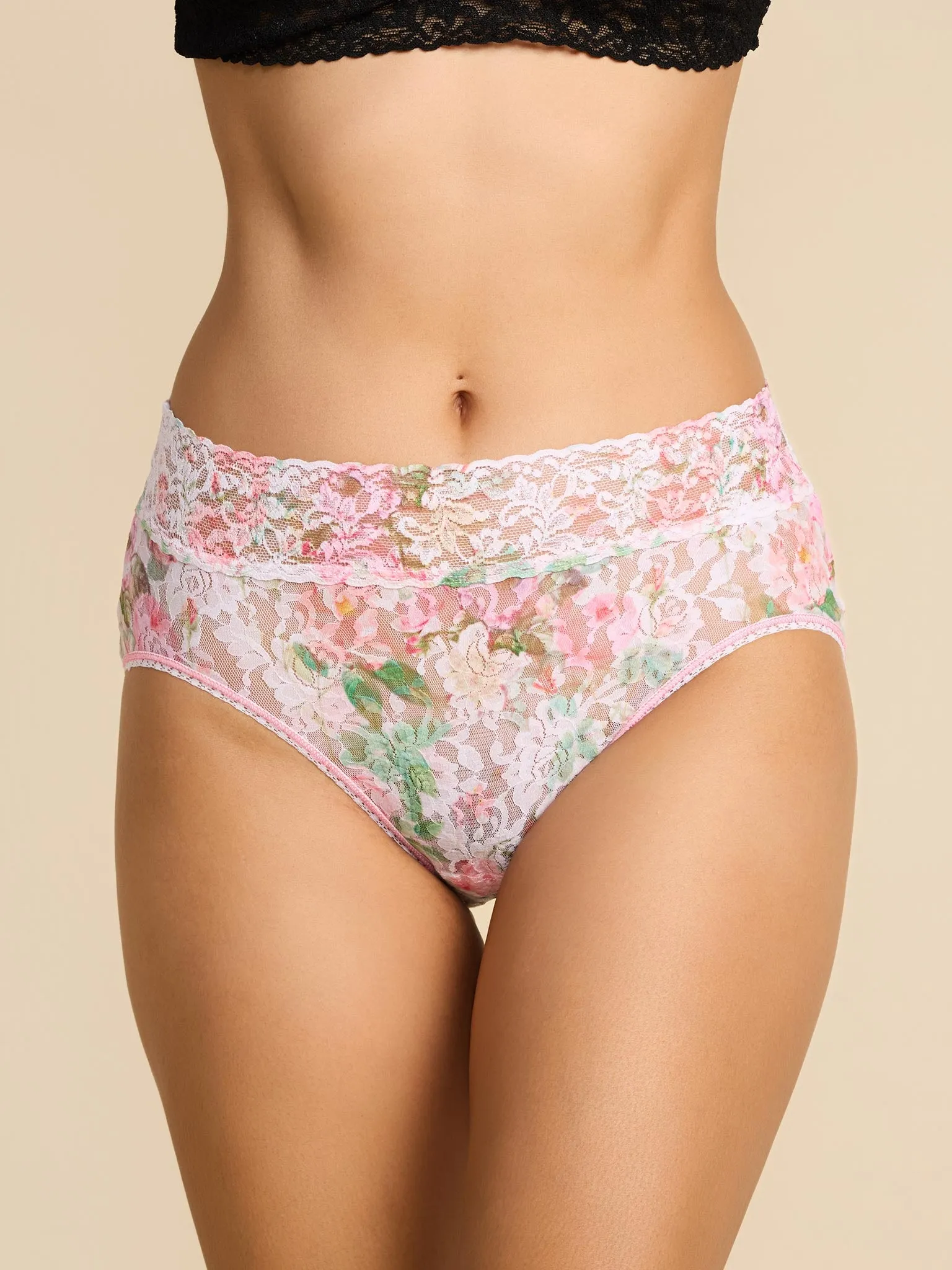 Printed Signature Lace® V-Kini Rococo Rose Pink sold by Hanky Panky