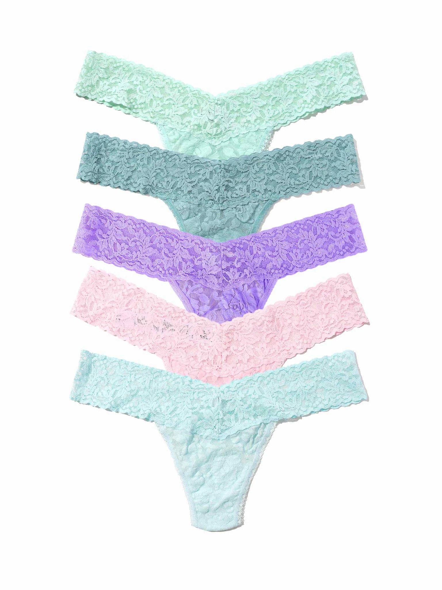 Pastels & Poise 5 Pack Signature Lace® Low Rise Thongs In Printed Box Spring Pastels Sale sold by Hanky Panky product image thumbnail 2