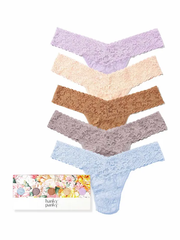 5 Pack Signature Lace® Low Rise Thongs In Printed Box Desert Haze Neutrals made by Hanky Panky