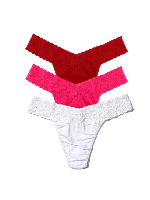 3 Pack Cotton Original Rise Thong Bold Brights Sale made by Hanky Panky