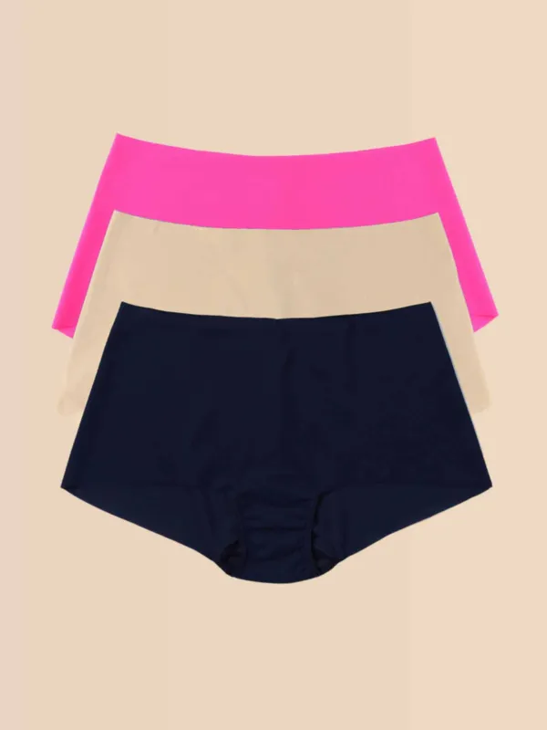 BreatheSoft™ Boyshort 3 Pack Provocative Pink/Taupe/Navy made by Hanky Panky