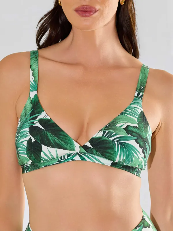 Swim Triangle Bralette Top Stay Floral Palm Tree Green made by Hanky Panky