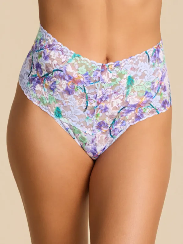 Printed Retro Lace Thong Floral Pleinair Blue made by Hanky Panky