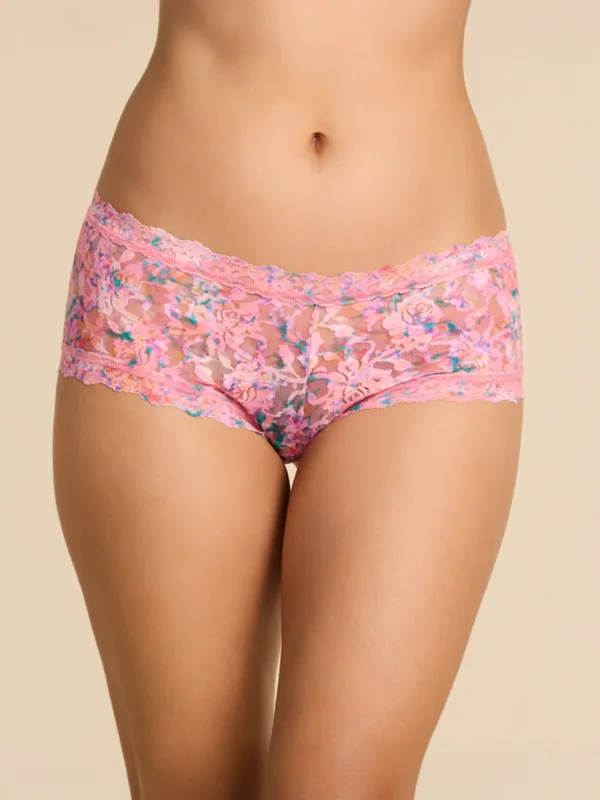Printed Signature Lace® Boyshort Blushing Blooms Pink made by Hanky Panky