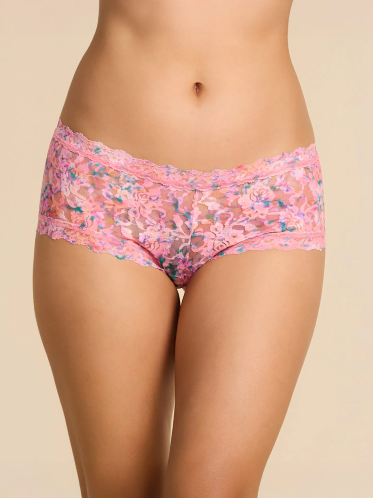 Printed Signature Lace® Boyshort Blushing Blooms Pink sold by Hanky Panky