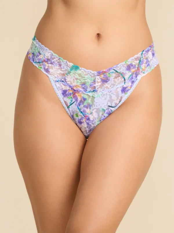 Printed Signature Lace® Original Rise Thong Floral Pleinair Blue made by Hanky Panky
