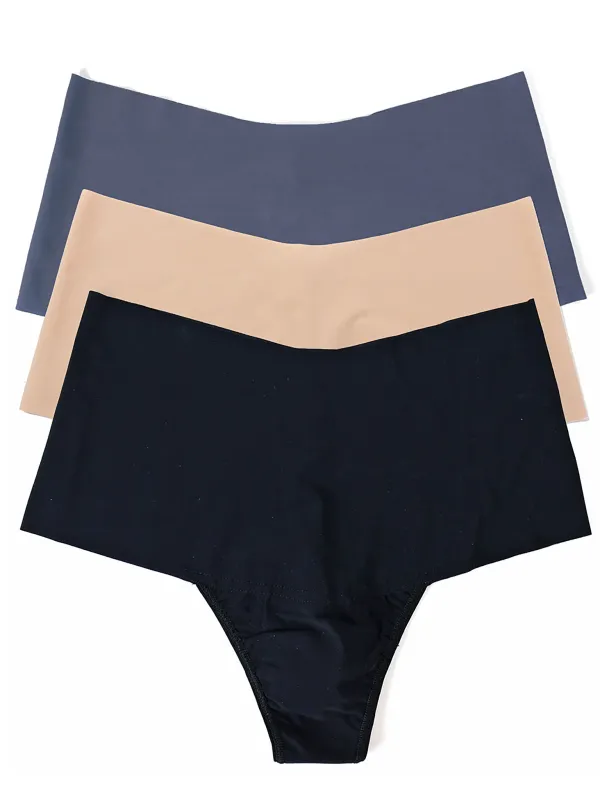 BreatheSoft™ High Rise Thong 3 Pack Black/Taupe/Granite Grey made by Hanky Panky