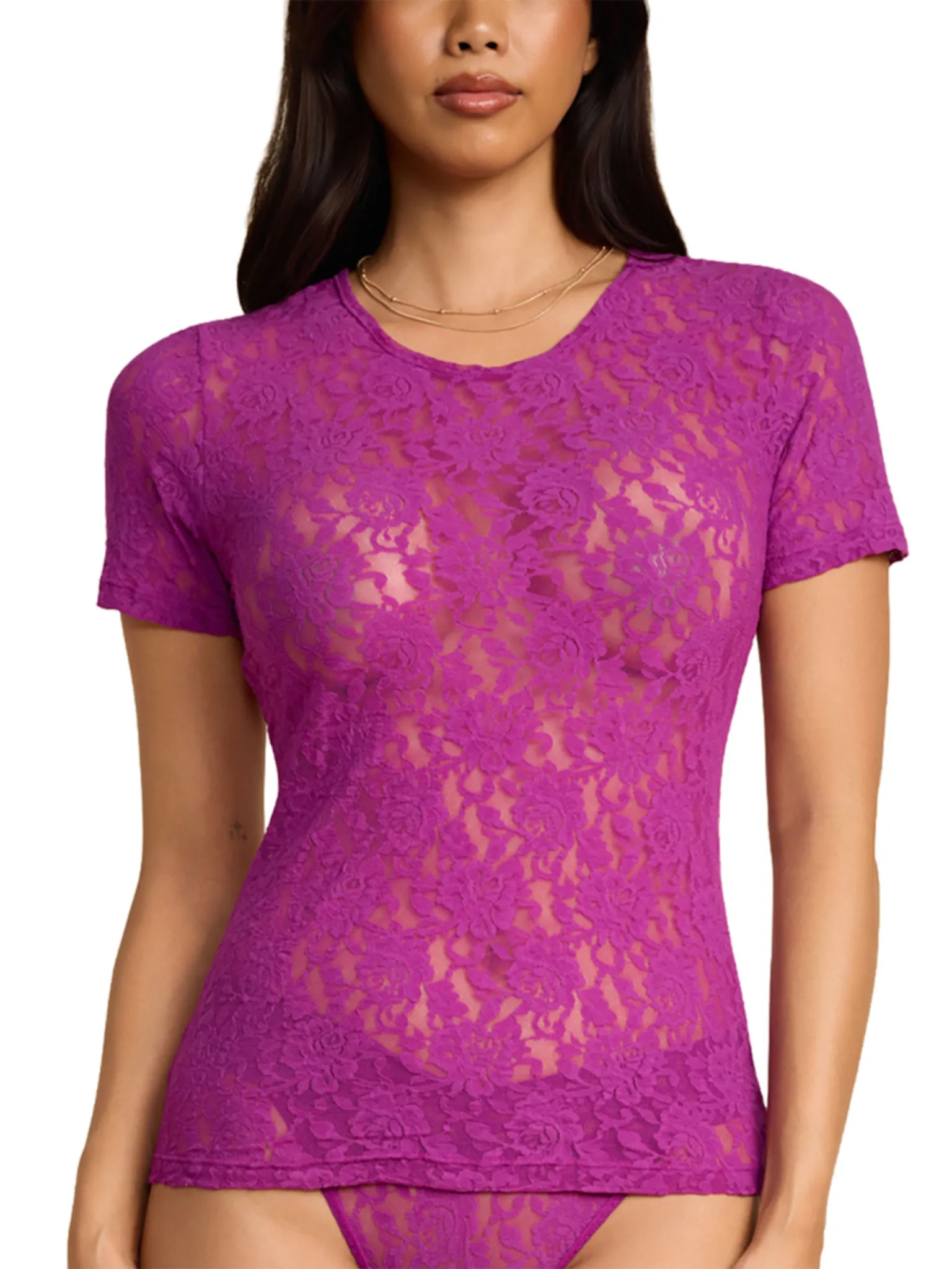Signature Lace® Short Sleeve Top Boysenberry Purple sold by Hanky Panky