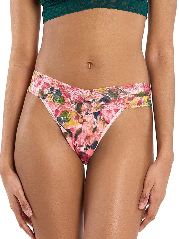 Free When You Spend $125 - Printed Signature Lace® Original Rise Thong Floral Masterpiece made by Hanky Panky