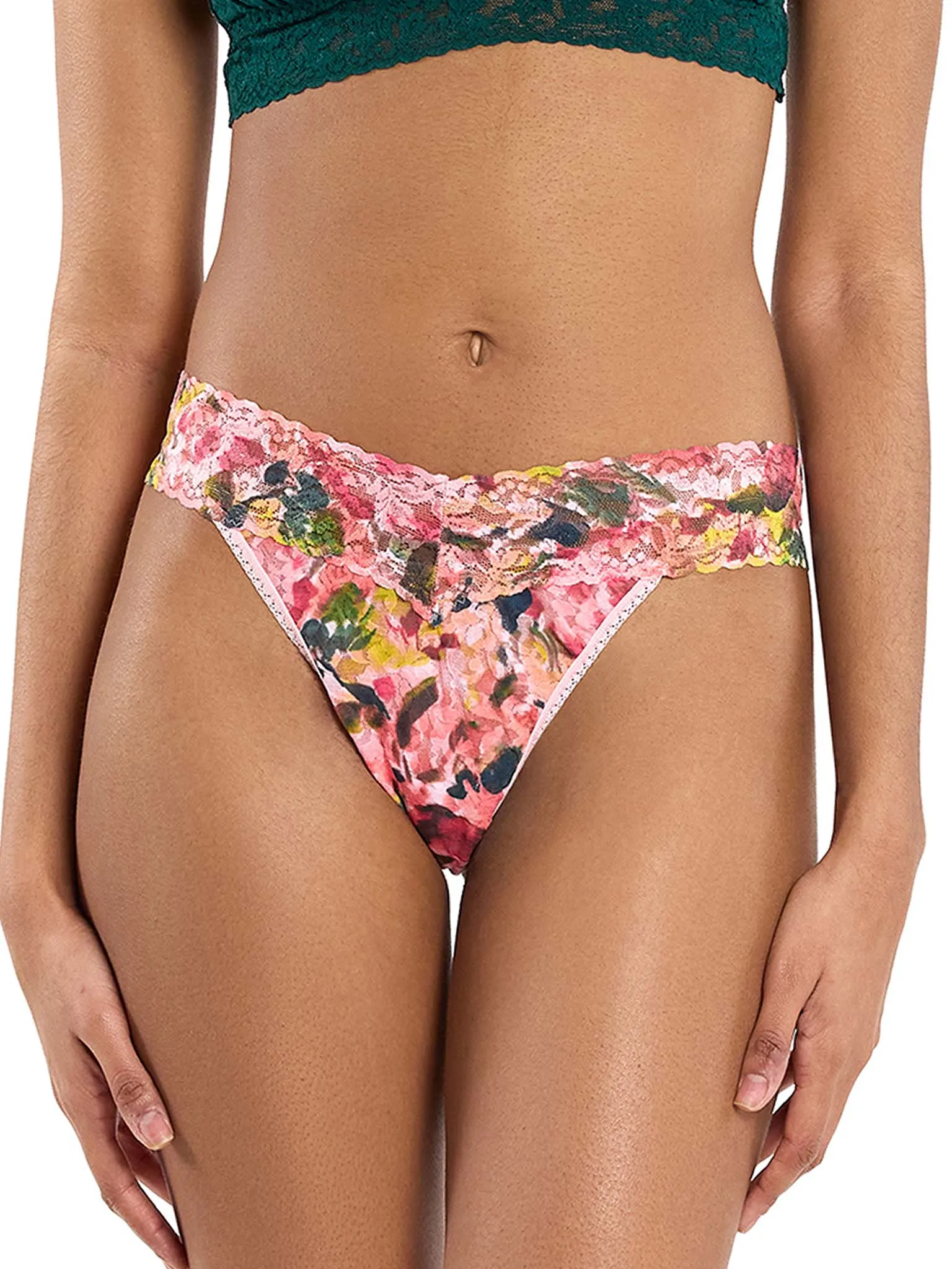 Free When You Spend $125 - Printed Signature Lace® Original Rise Thong Floral Masterpiece sold by Hanky Panky