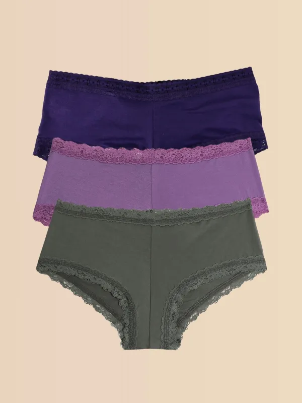 3 Pack DreamEase™ Boyshort Indigo/Berry Pie Purple/Spaced Out Grey made by Hanky Panky