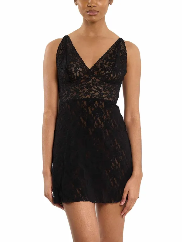 Retro Lace Plunge Chemise Black made by Hanky Panky