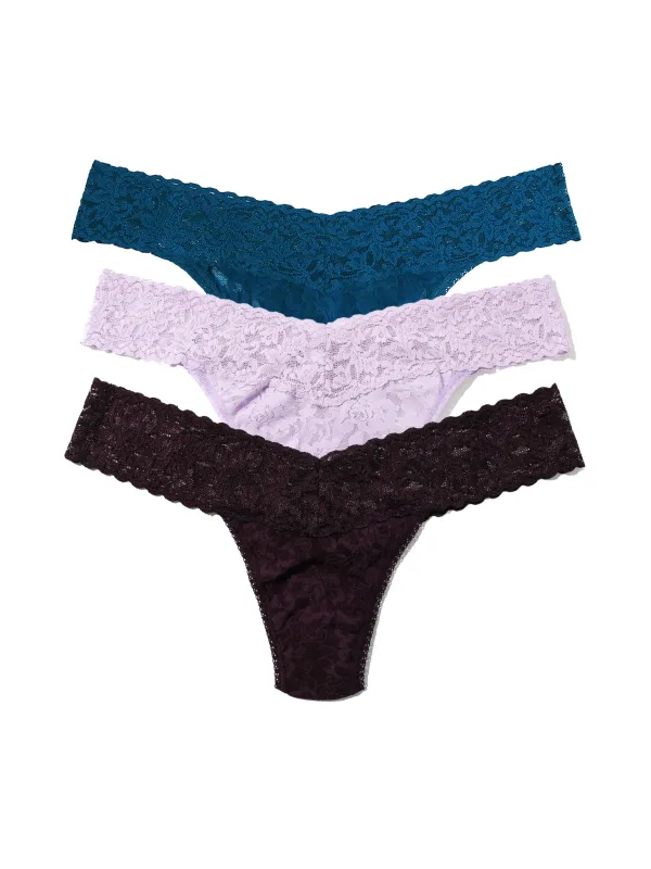 Jewel Box 3 Pack Signature Lace® Low Rise Thongs In Printed Box made by Hanky Panky