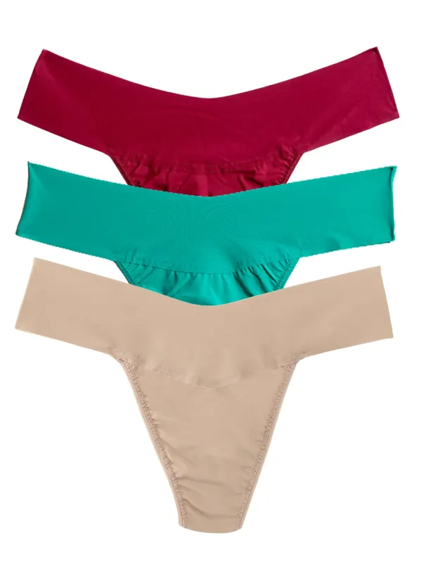 Winterberry 3 Pack BreatheSoft™ Natural Rise Thongs made by Hanky Panky