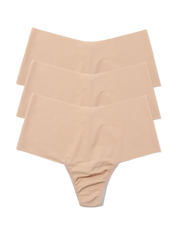 3 Pack BreatheSoft™ High Rise Thongs Taupe made by Hanky Panky