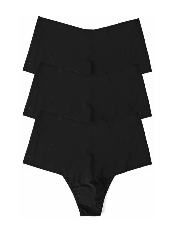 3 Pack BreatheSoft™ High Rise Thongs Black made by Hanky Panky
