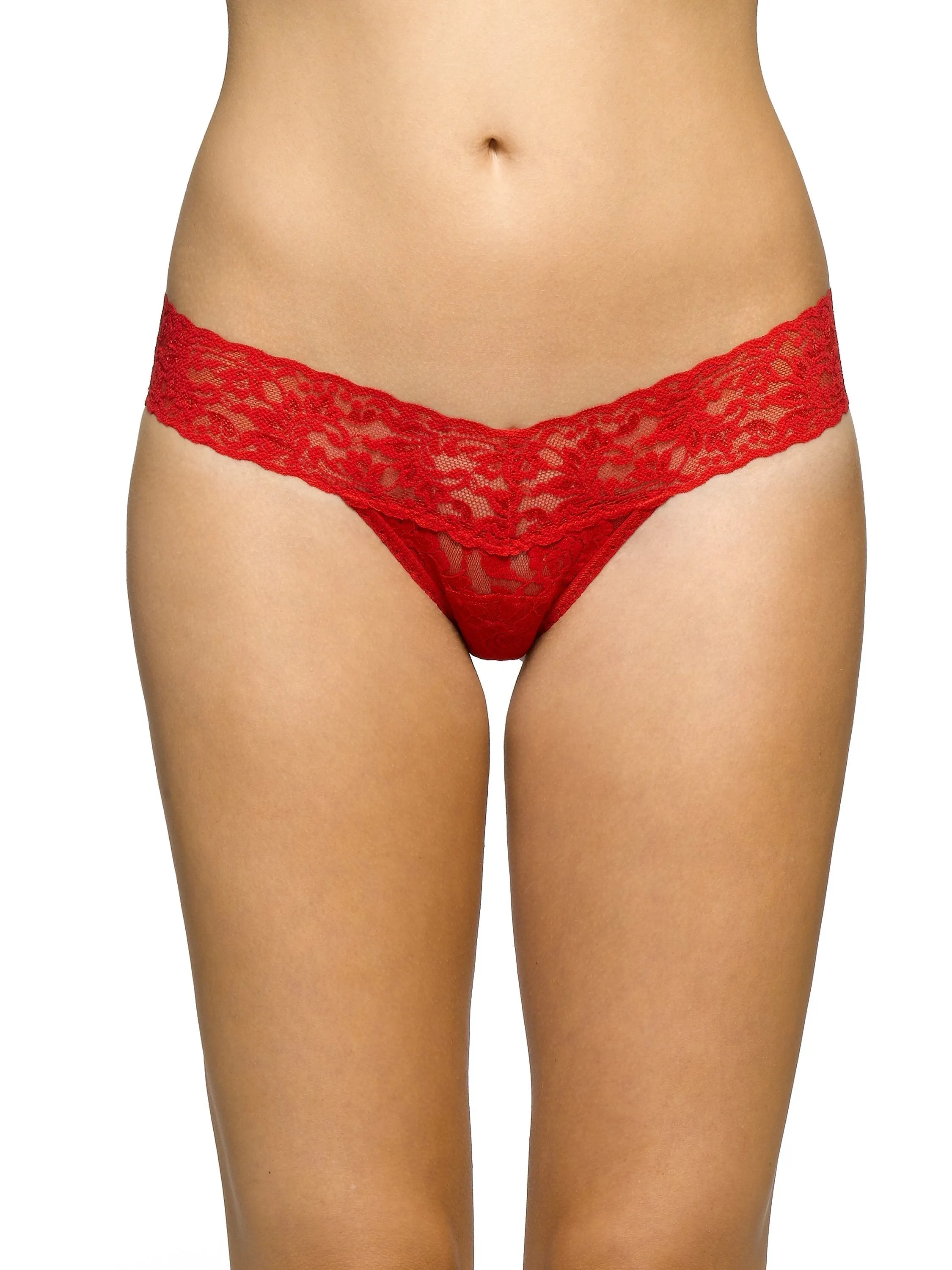Petite Size Signature Lace® Low Rise Thong Red sold by Hanky Panky