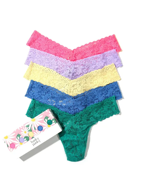 5 Pack Petite Size Signature Lace Thongs in Printed Box Sale sold by Hanky Panky