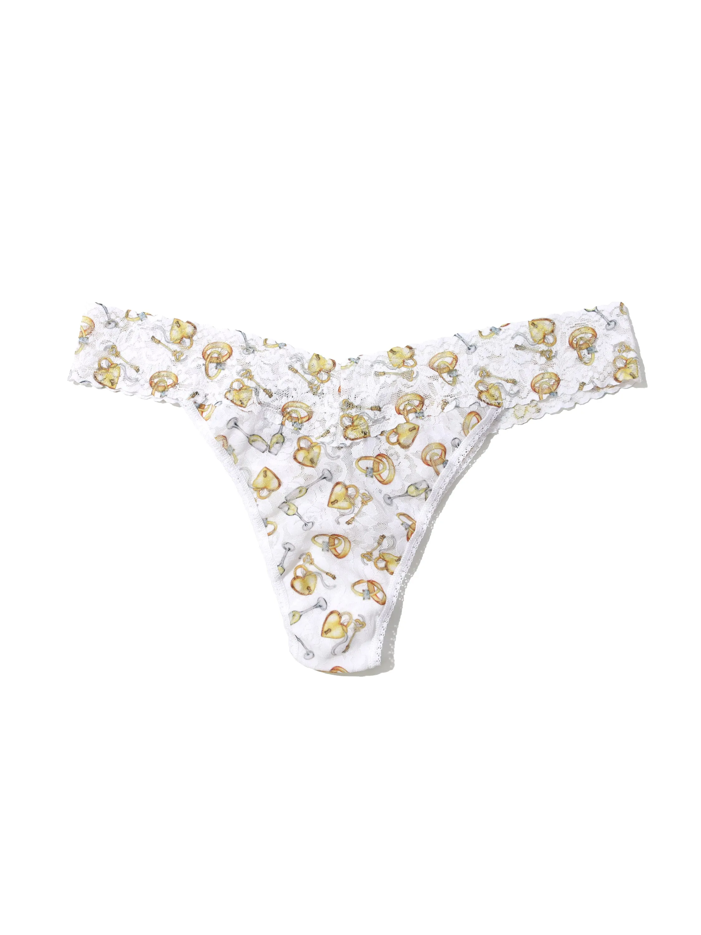 Plus Size Printed Signature Lace Thong Forever Gold Sale sold by Hanky Panky