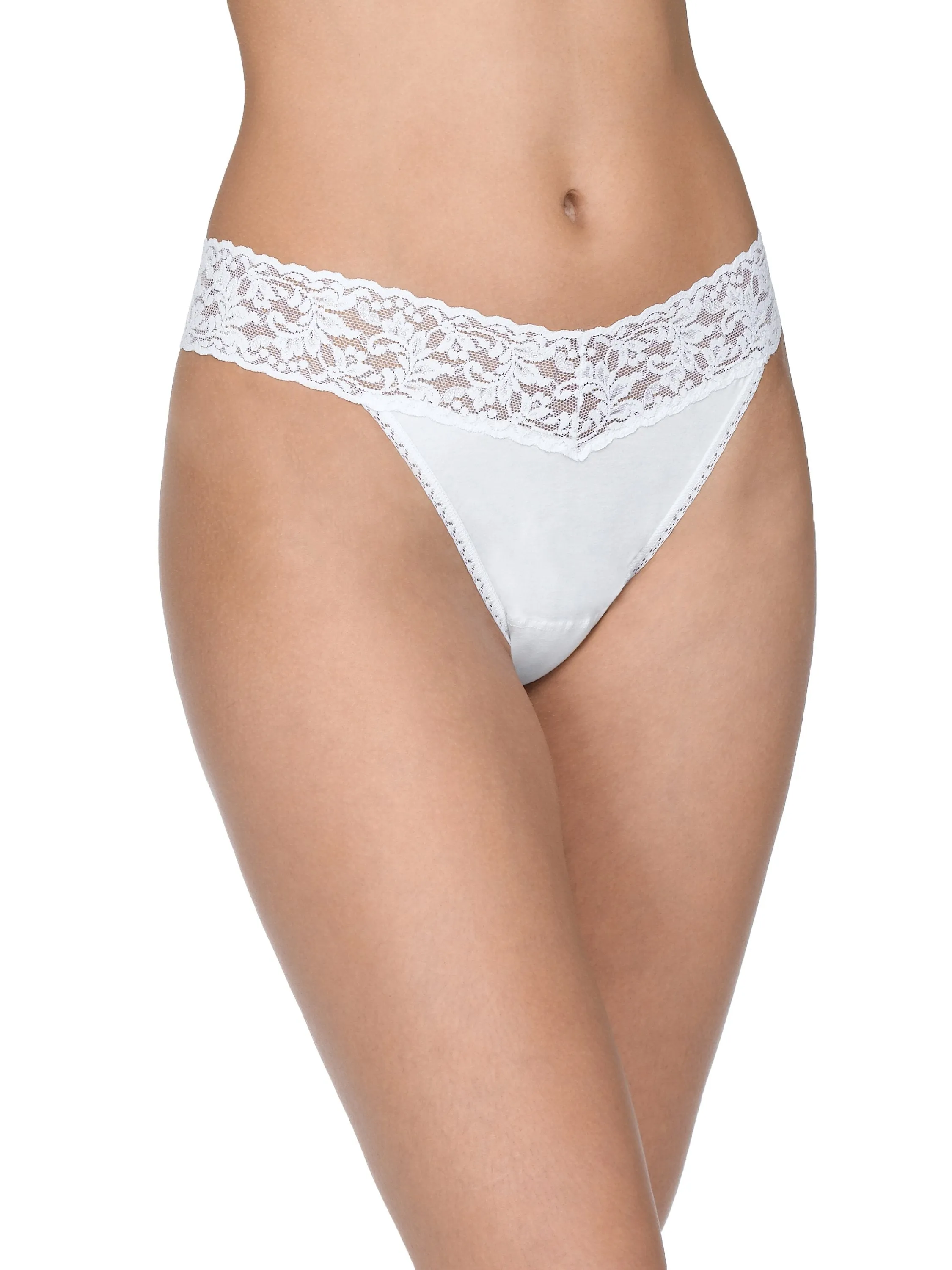Supima® Cotton Original Rise Thong White sold by Hanky Panky