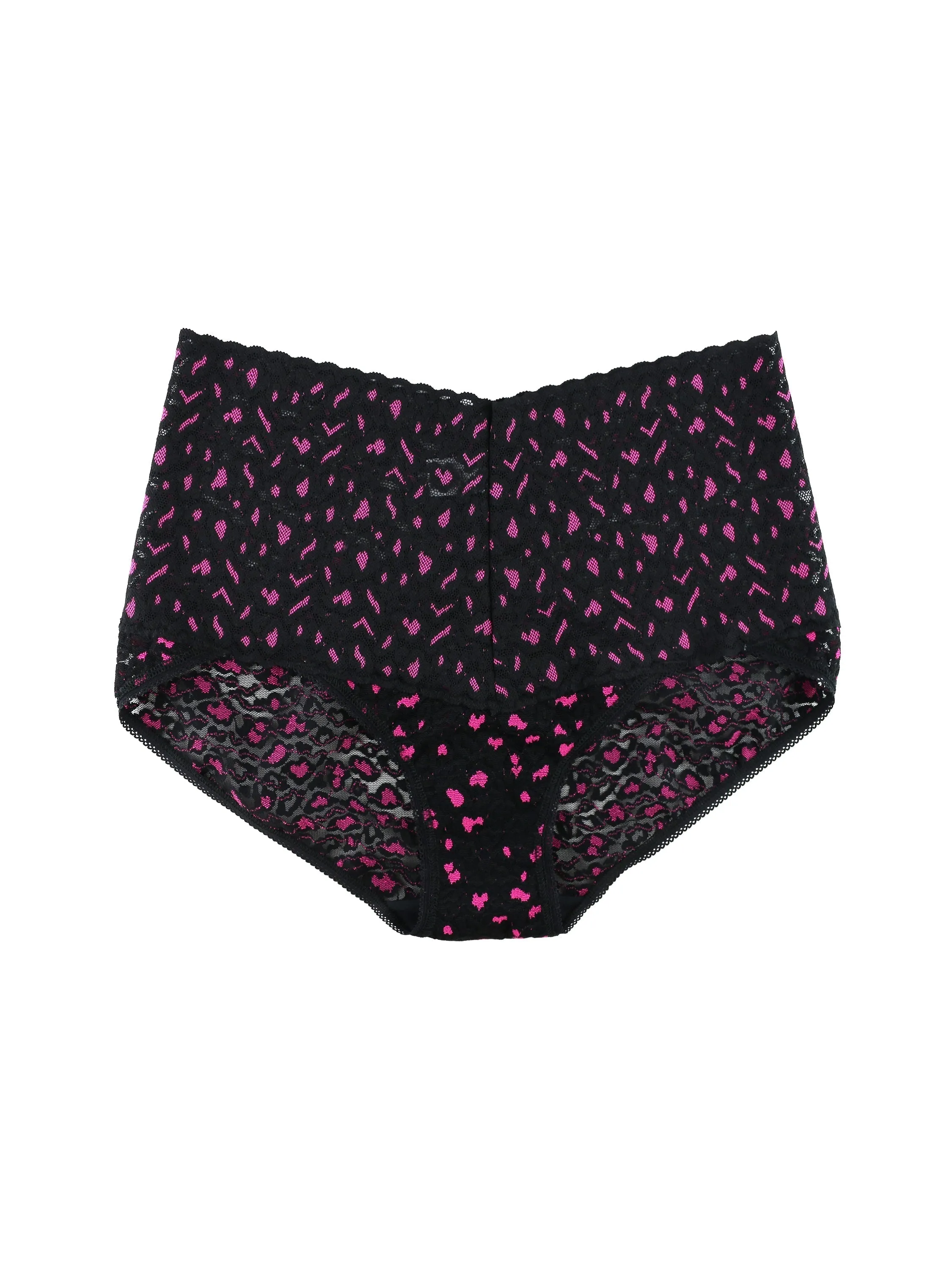 Cross Dyed Leopard Retro V-Kini Black/ Tulip Pink sold by Hanky Panky