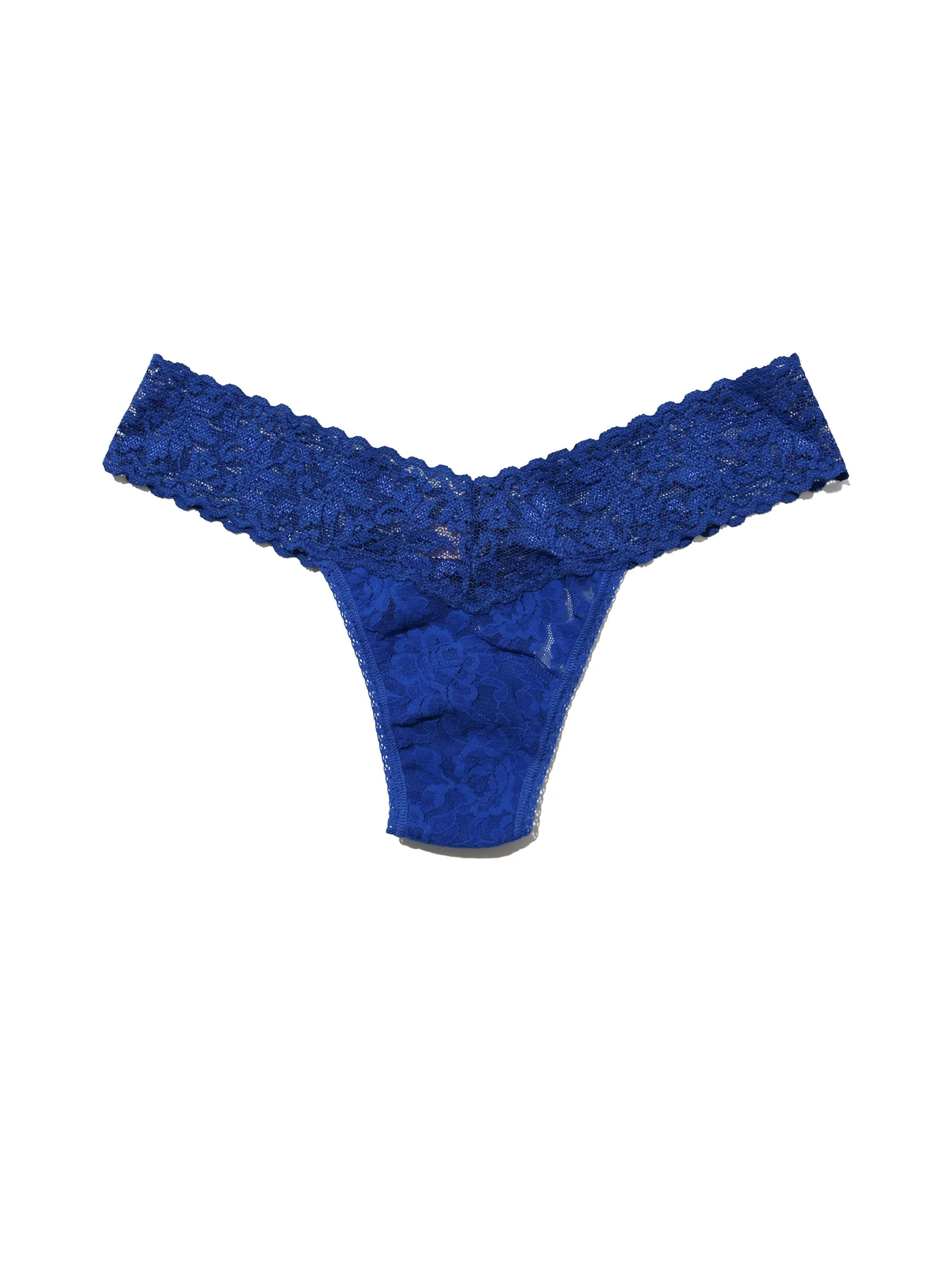 Signature Lace Low Rise Thong Cobalt Blue sold by Hanky Panky