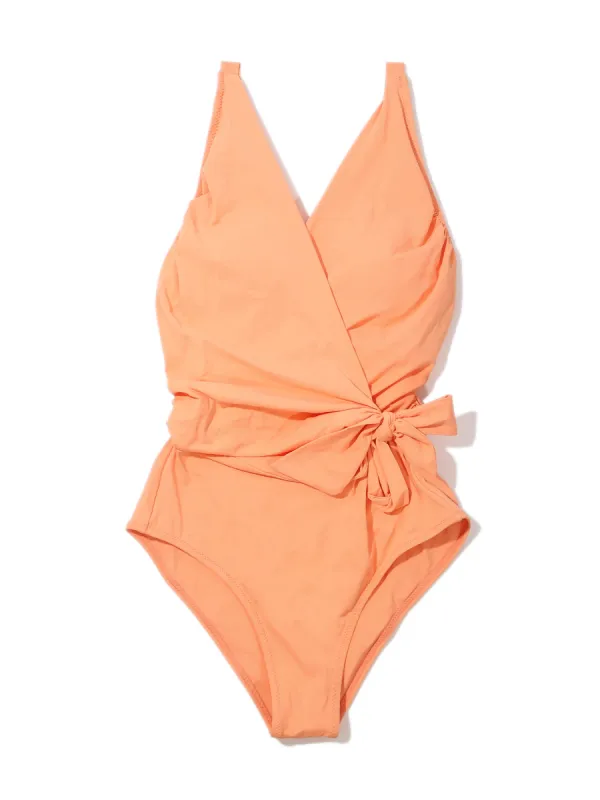 Wide Strap Wrap One Piece Swimsuit Florence Orange Sale sold by Hanky Panky