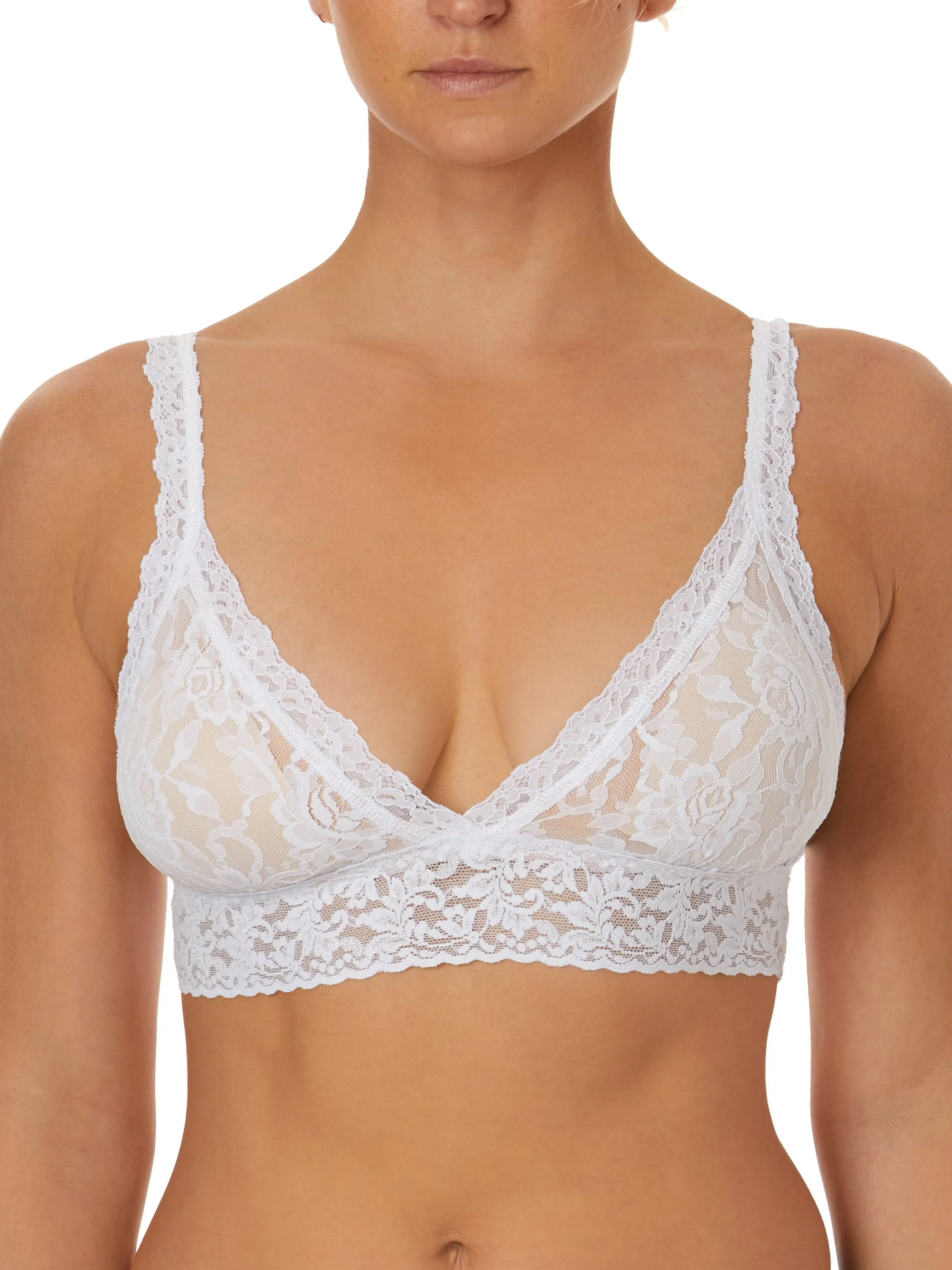 Signature Lace Padded Crossover Bralette White Sale sold by Hanky Panky