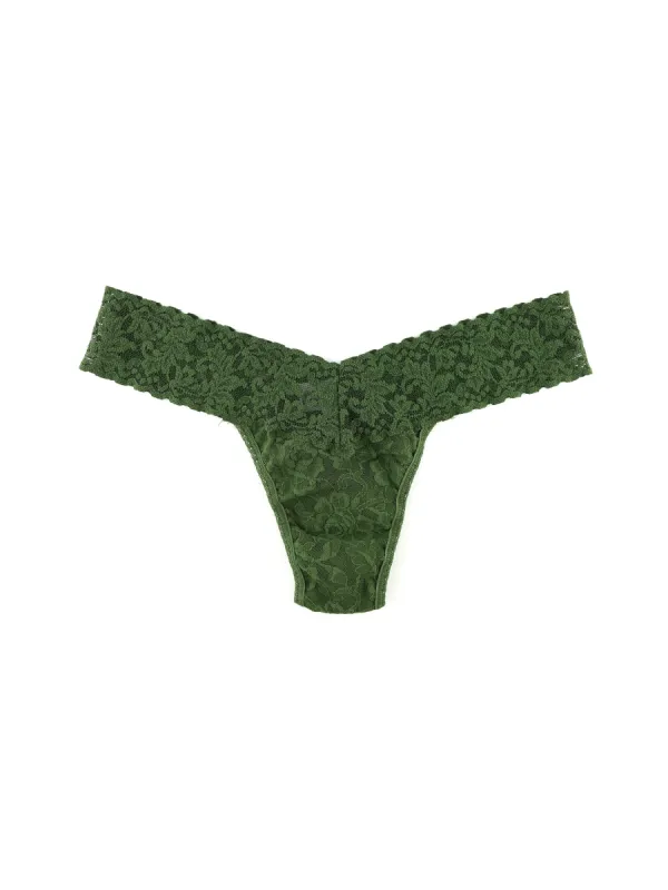 Signature Lace Low Rise Thong Bitter Olive Green sold by Hanky Panky
