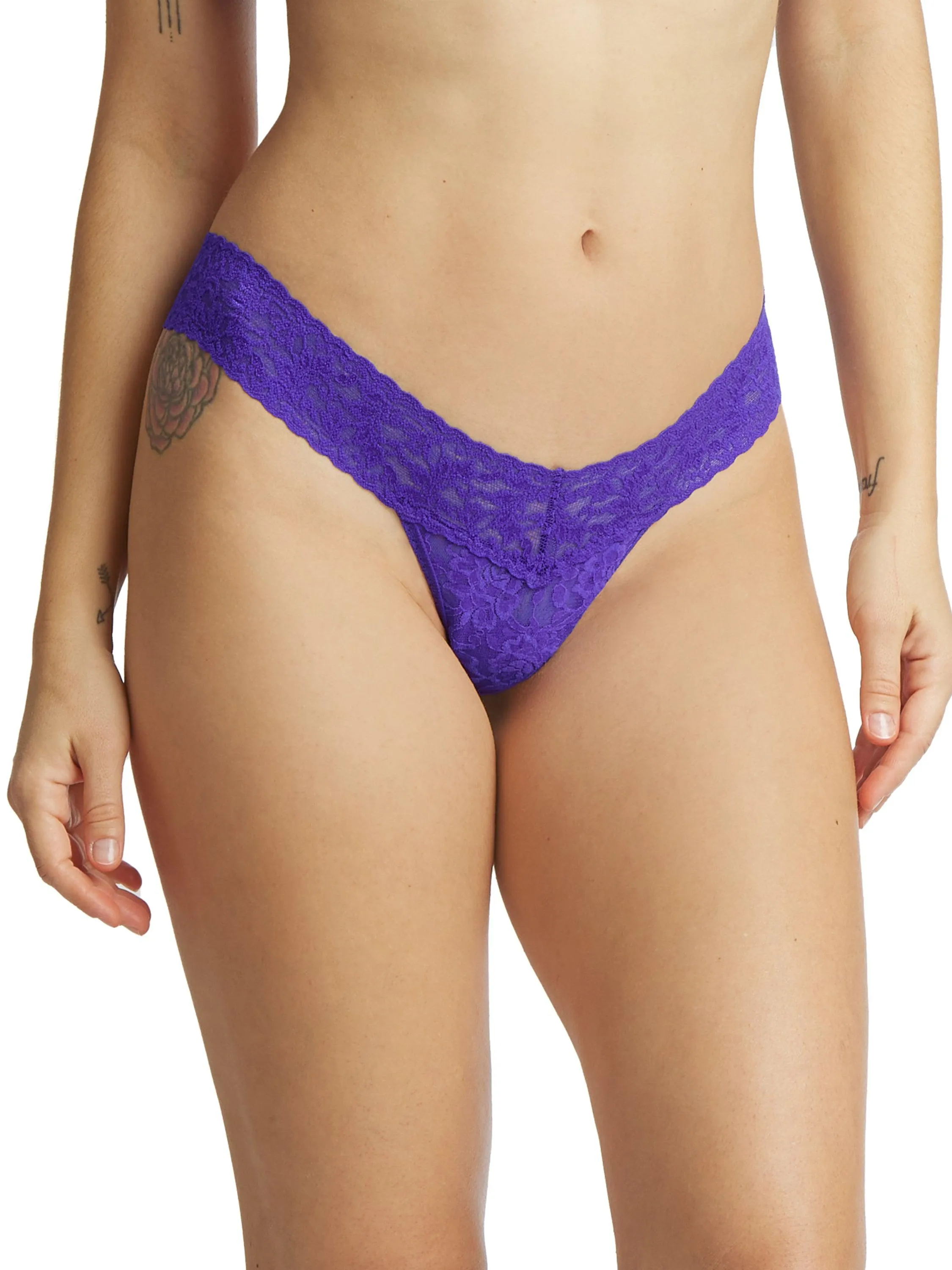 Signature Lace Low Rise Thong Majestic Purple sold by Hanky Panky