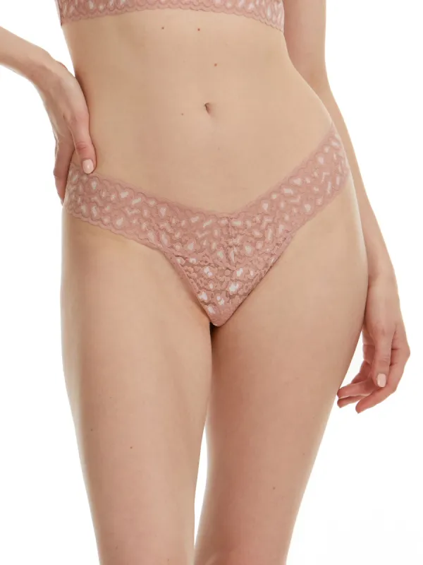 Cross-Dyed Leopard Low Rise Thong Desert Rose Pink sold by Hanky Panky