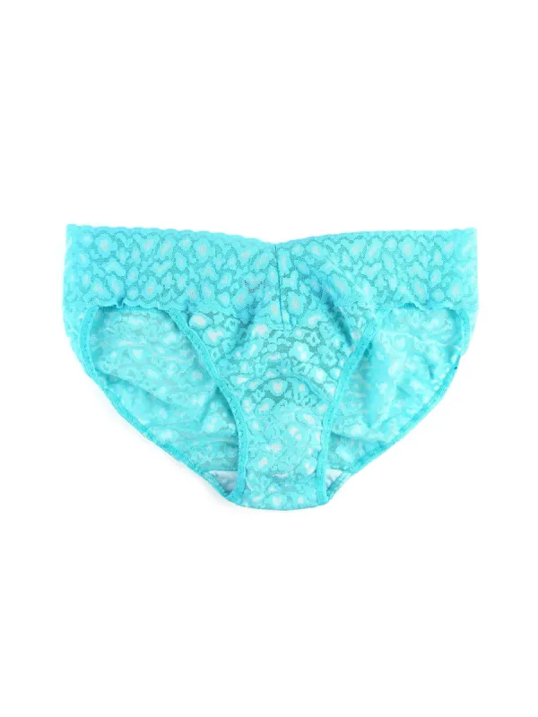 Cross Dyed Leopard V-Kini Radiant Turquoise/ White sold by Hanky Panky