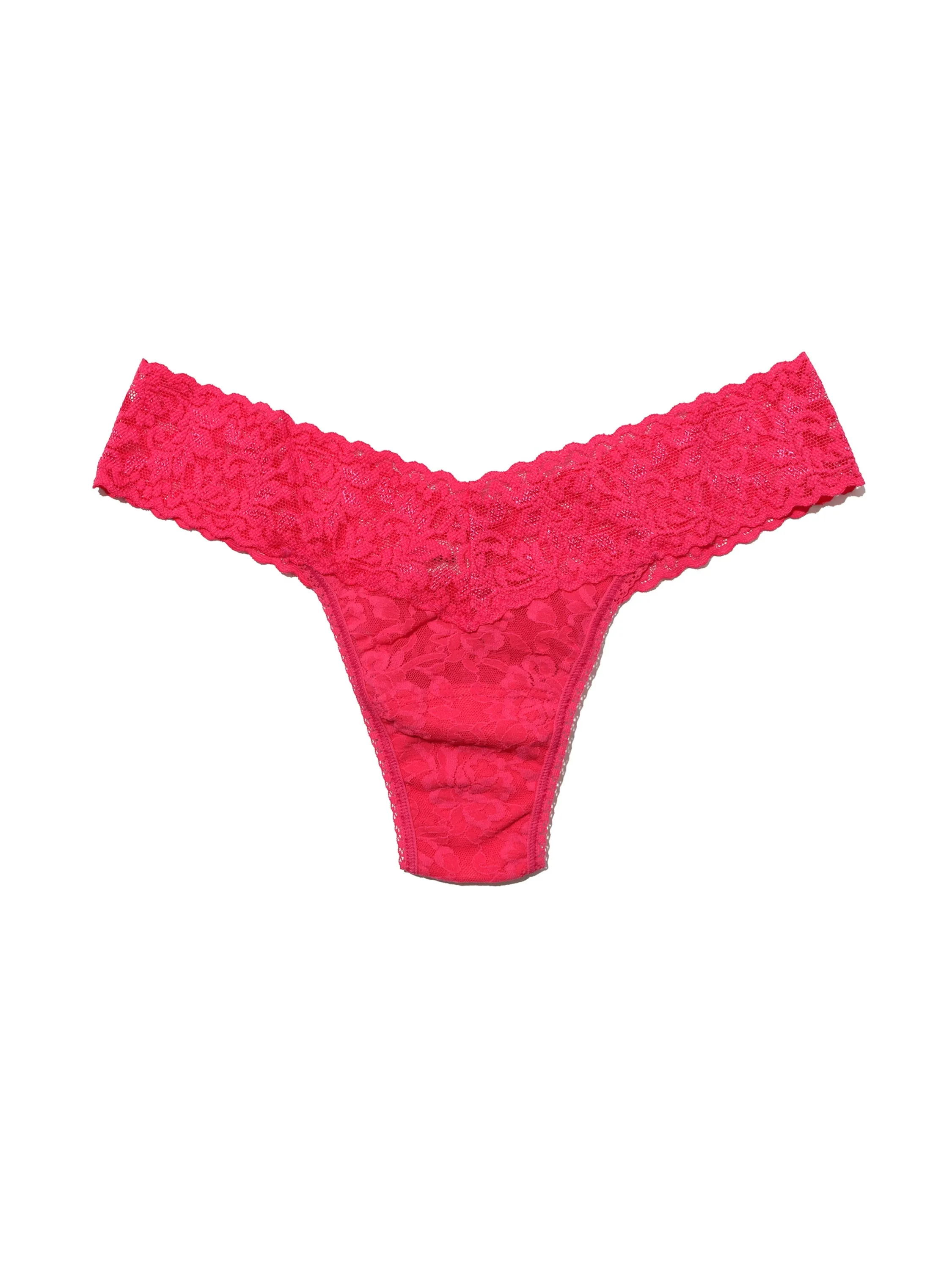 Signature Lace Low Rise Thong Vivid Coral sold by Hanky Panky