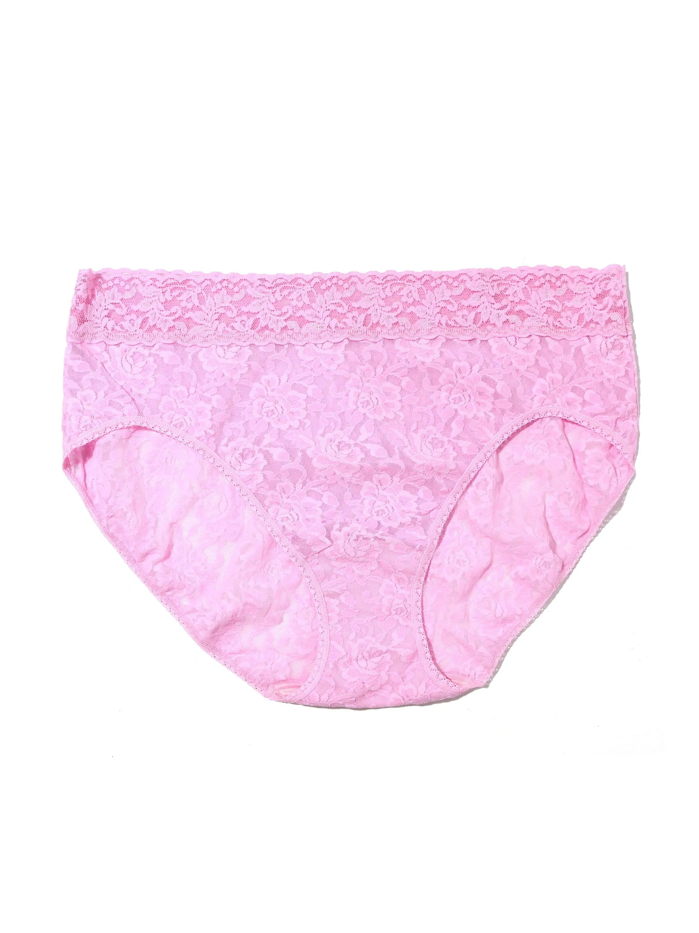 Plus Size Signature Lace French Brief Cotton Candy Pink sold by Hanky Panky