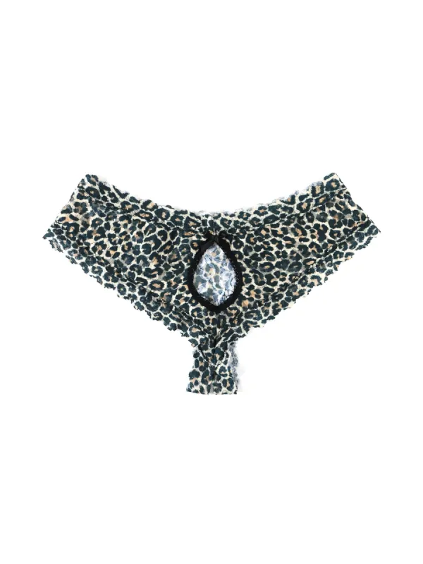Classic Leopard Signature Lace Crotchless Cheeky Hipster sold by Hanky Panky