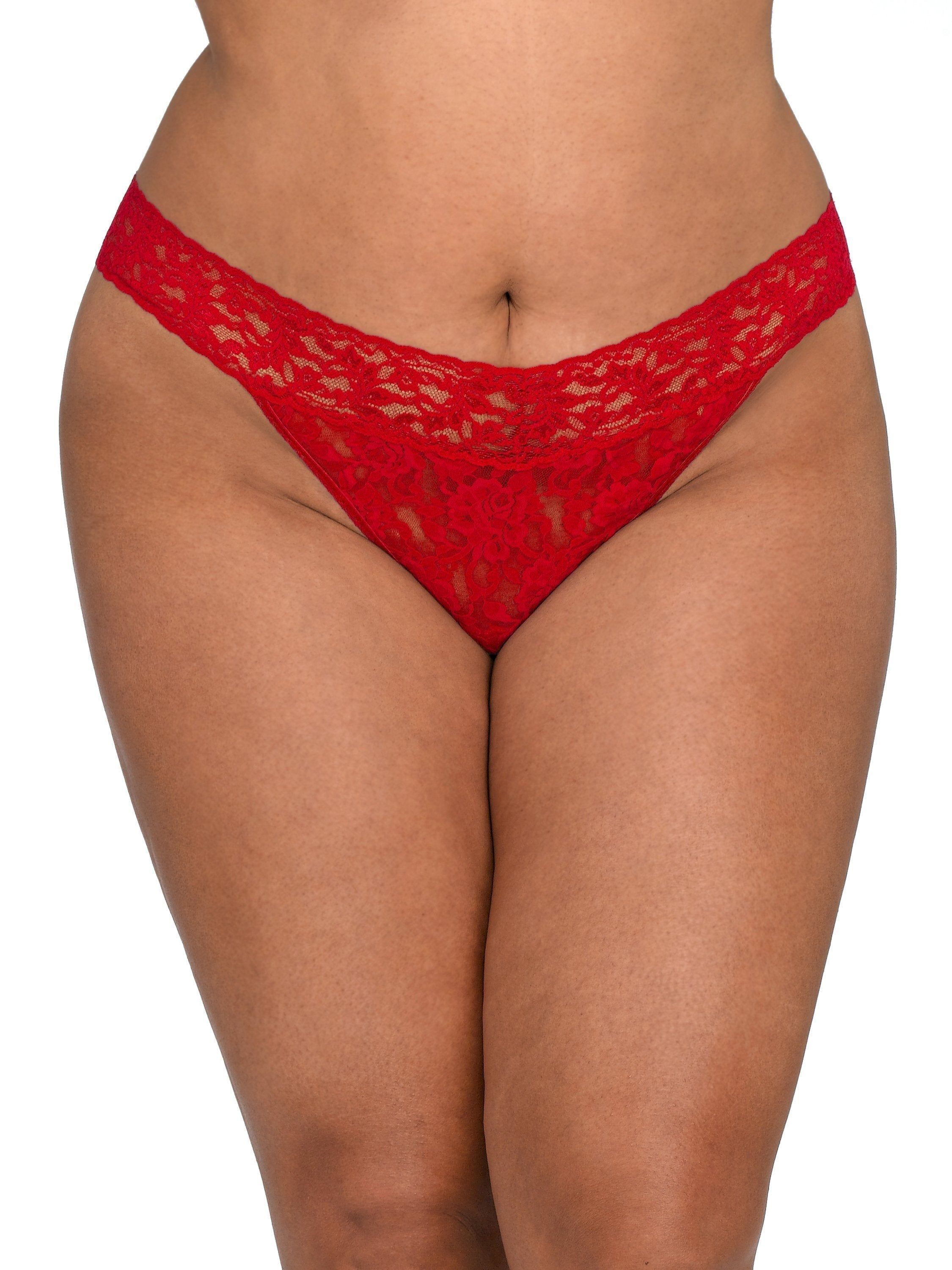 Plus Size Signature Lace Original Rise Thong Rose sold by Hanky Panky product image thumbnail 8