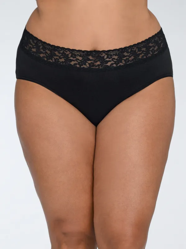 Plus Size Supima® Cotton French Brief Black sold by Hanky Panky