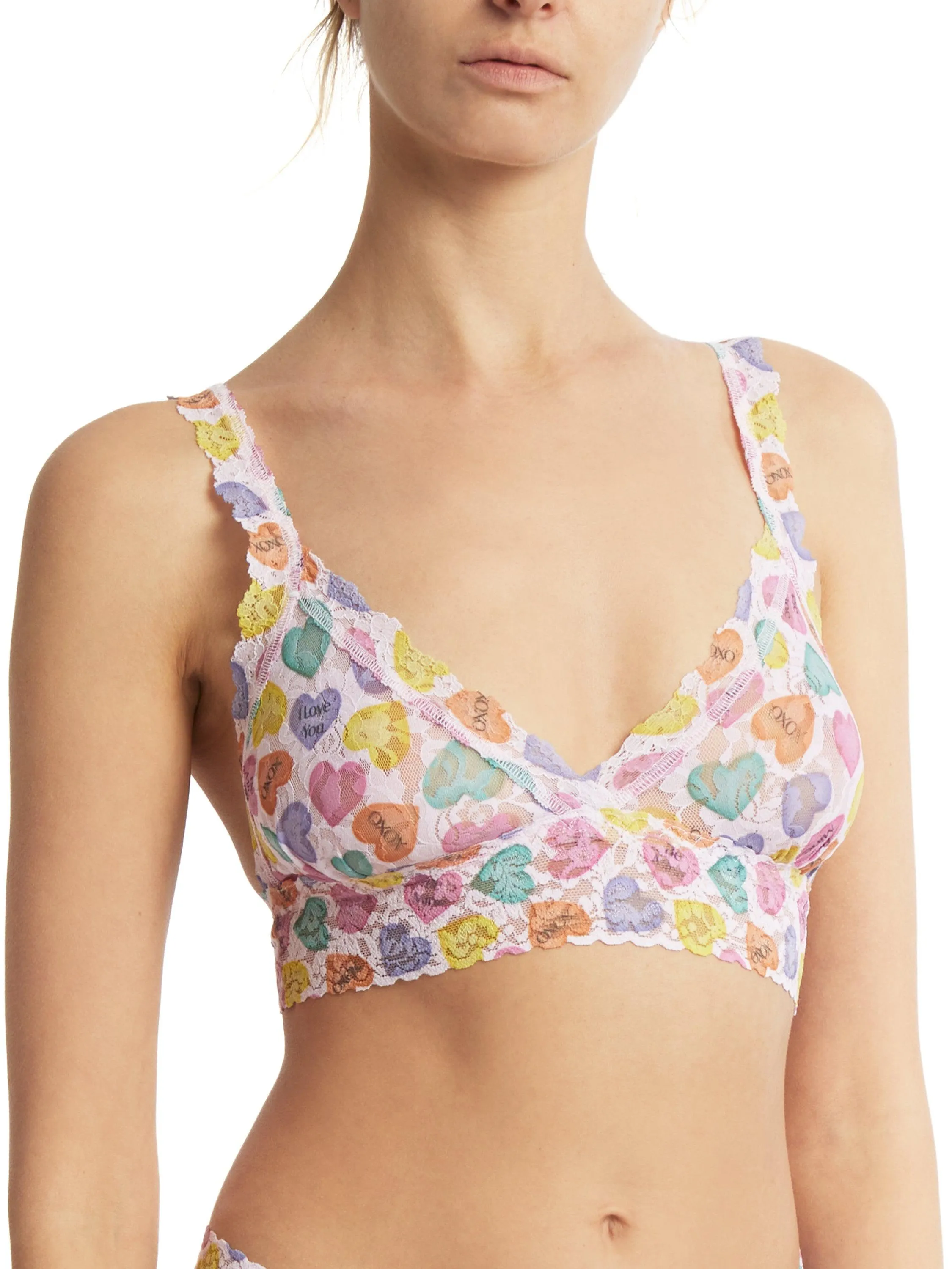 Printed Signature Lace Crossover Bralette Be Mine Sale sold by Hanky Panky